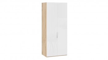 Шкаф для одежды с 2 глухими дверями «Эмбер» Яблоня Беллуно/Белый глянец в Большой Ирбе - bolshaya-irba.mebel54.com | фото