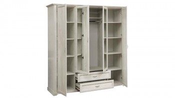 Шкаф для одежды "Сохо" (бетон пайн белый/2 ящика/зеркало) в Большой Ирбе - bolshaya-irba.mebel54.com | фото