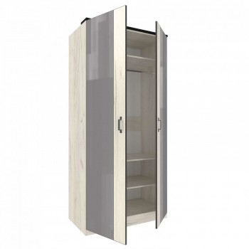 Техно ЛД 678.130.000.007 Шкаф 2-хстворчатый с комбинированными дверями (Дуб Крафт белый/Серый шифер) в Большой Ирбе - bolshaya-irba.mebel54.com | фото