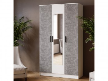 Шкаф комбинированный Ларс (1,2) с зеркалом белый/ателье светлое в Большой Ирбе - bolshaya-irba.mebel54.com | фото