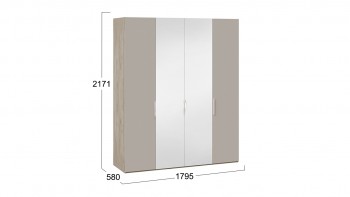 Шкаф комбинированный с 2 глухими и 2 зеркальными дверями «Эмбер» Баттл Рок/Серый глянец в Большой Ирбе - bolshaya-irba.mebel54.com | фото