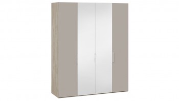 Шкаф комбинированный с 2 глухими и 2 зеркальными дверями «Эмбер» Баттл Рок/Серый глянец в Большой Ирбе - bolshaya-irba.mebel54.com | фото