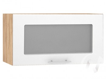 Шкаф со стеклом Валерия-М ШВГС-600 (Белый глянец/Дуб Крафт Золотой/верхний/горизонтальный) в Большой Ирбе - bolshaya-irba.mebel54.com | фото