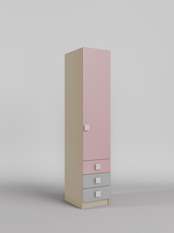 Шкаф угловой (секция с ящиками) Грэйси (Розовый/Серый/корпус Клен) в Большой Ирбе - bolshaya-irba.mebel54.com | фото