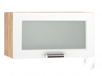 Шкаф верхний со стеклом Прага ШВГС 600 (Белое дерево/корпус дуб крафт золотой) в Большой Ирбе - bolshaya-irba.mebel54.com | фото