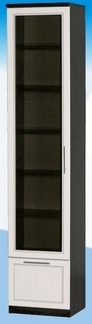 Шкаф высокий с ящиком и стеклодверью ДЛЯ ГОСТИНОЙ ШВЯС-450 Венге/Дуб выбеленный в Большой Ирбе - bolshaya-irba.mebel54.com | фото