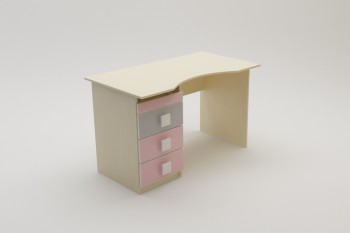 Стол (столешница с выемкой) Грэйси (Розовый/Серый/корпус Клен) в Большой Ирбе - bolshaya-irba.mebel54.com | фото