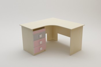 Стол угловой Грэйси (Розовый/Серый/корпус Клен) в Большой Ирбе - bolshaya-irba.mebel54.com | фото