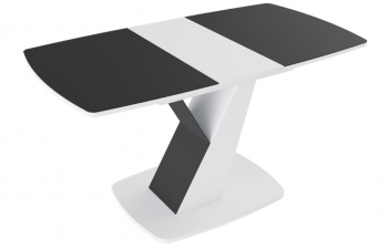 Стол обеденный «Гарда» Тип 1 (Белый/Стекло матовое черный графит) в Большой Ирбе - bolshaya-irba.mebel54.com | фото