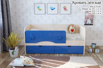 Техно Кровать детская 2 ящика 1.6 Синий глянец в Большой Ирбе - bolshaya-irba.mebel54.com | фото