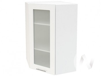 Угловой шкаф со стеклом Валерия-М ШВУС-599 (Белый глянец/Белый/верхний/высокий) в Большой Ирбе - bolshaya-irba.mebel54.com | фото